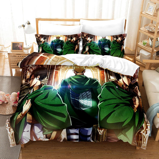 Attack on Titan 3D Comforter and bed sheet 3pcs set Scout Regimen