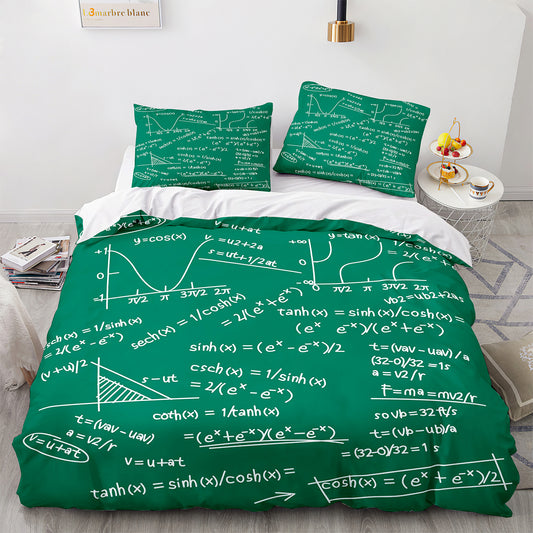 Mathematical formula comforter set GREEN