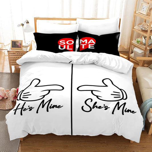 3D bed sheet set for couples soulmate