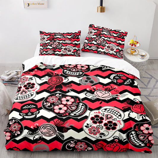 Red Skeleton Twin Size 3 Pcs Comforter Set