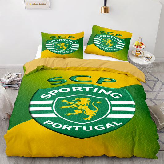 Sporting CP Tröster und Bettlaken-Set, gelber und grüner Hintergrund 