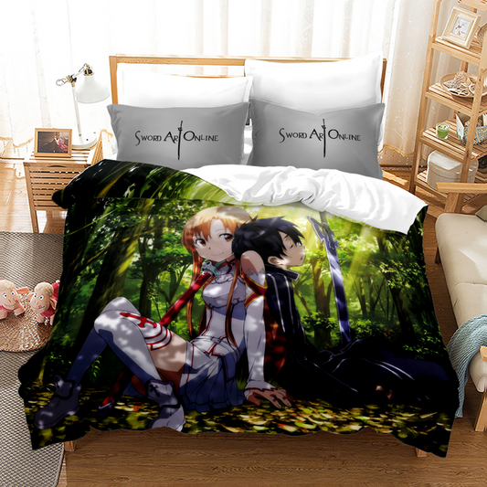 Sword Art Online Kirigaya Kazuto and Yuuki Asuna Comforter and bed sheet set