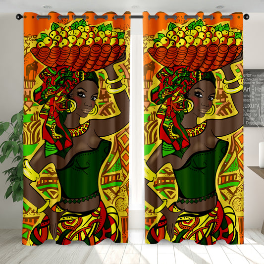 3D African style customizing curtains with grommets