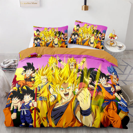 Dragon Ball Son Goku alle Formen 3D Bettdecke und Bettlaken-Set 