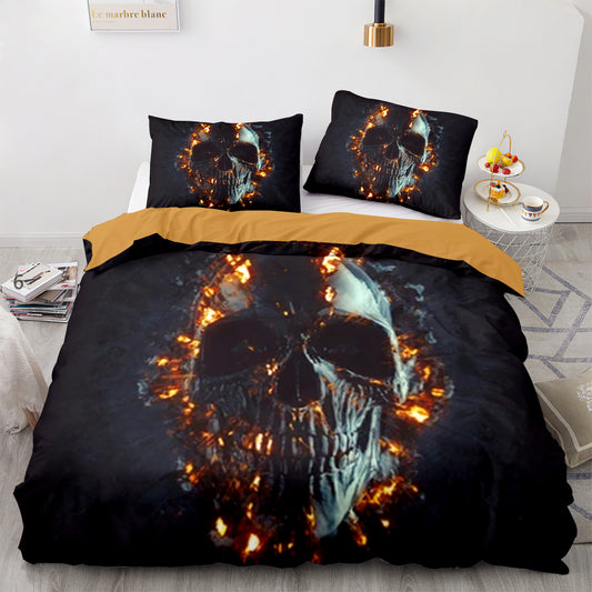 Burning skull 3D comforter set 4pcs