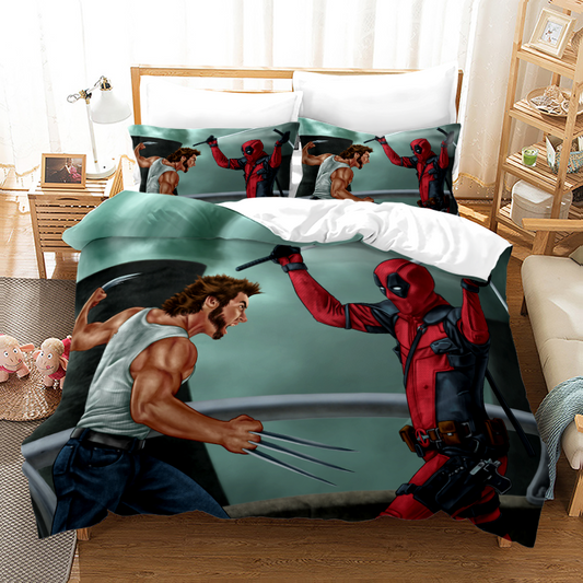 Superhero Deadpool Twin Size 4 Pcs Comforter And Bed Sheet Set