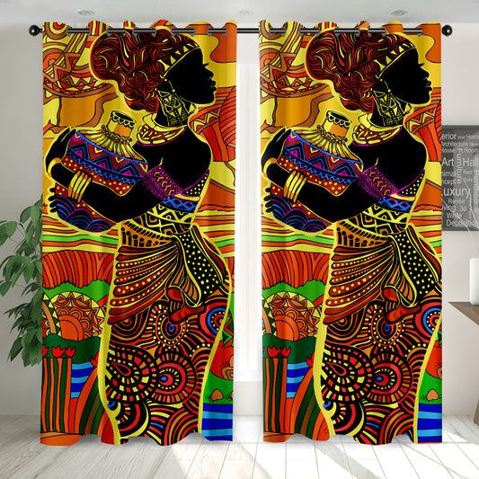 3D African style Grommet Blackout Curtains for Bedroom and Living Room