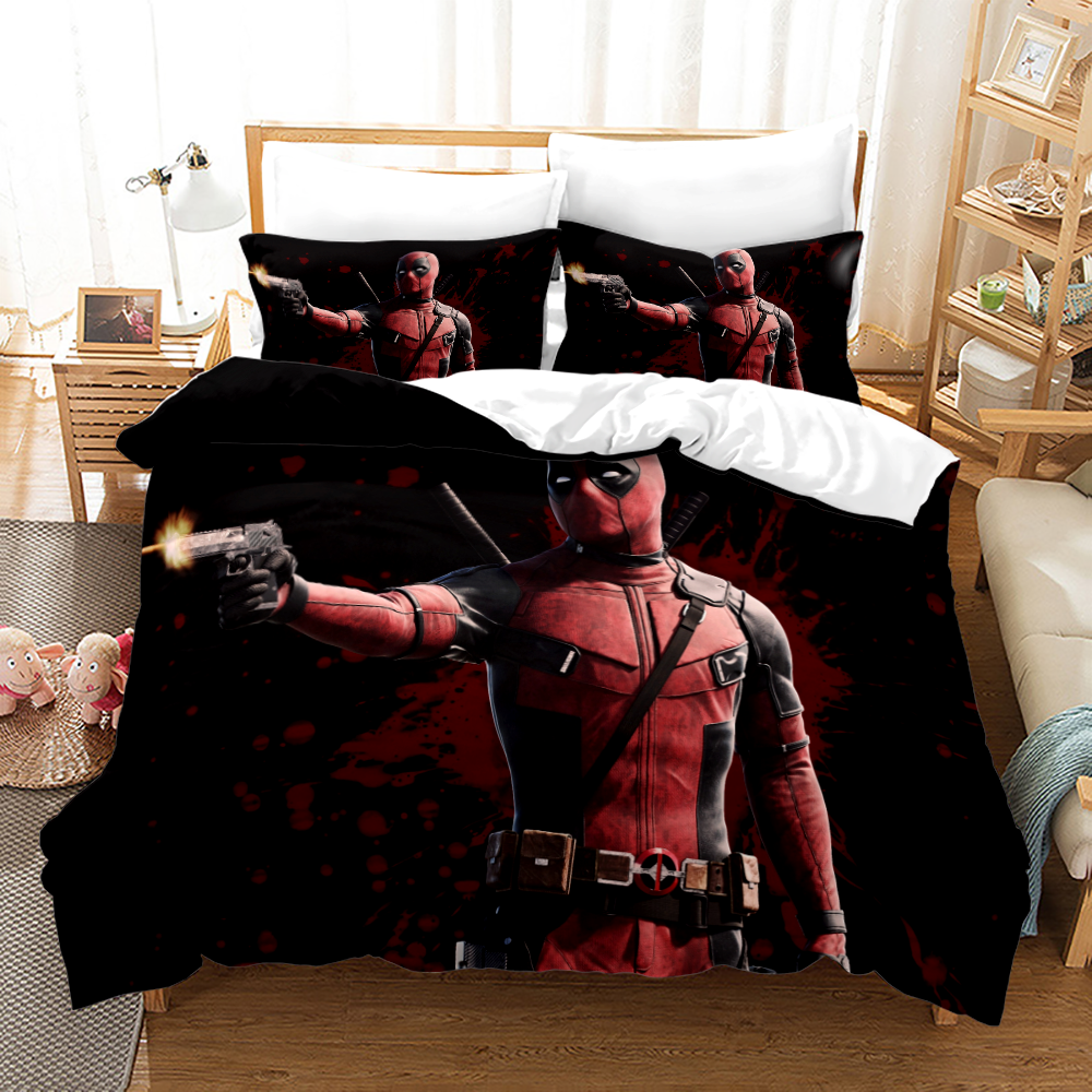 Superhero Deadpool Full Size 4 Pcs Comforter And Bed Sheet Set