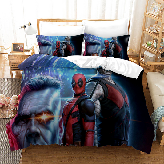 Marvel Deadpool Full Size 4 Pcs Comforter And Bed Sheet Set