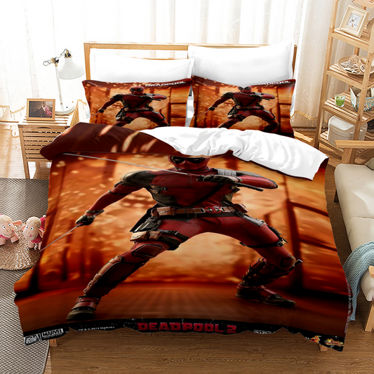 Superhero Deadpool Queen Size 4 Pcs Comforter And Bed Sheet Set