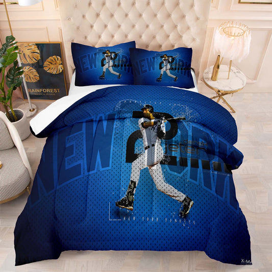 MLB New York Yankees Microfiber Comforter Set Bedding Set Blue