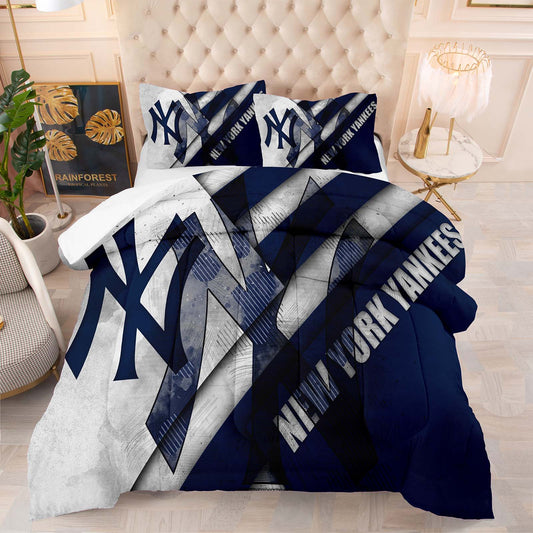New York Yankees Logo 3pcs Duvet And Comforter Set
