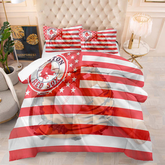 Boston Red Sox Comforter And Bedsheet Set Classic