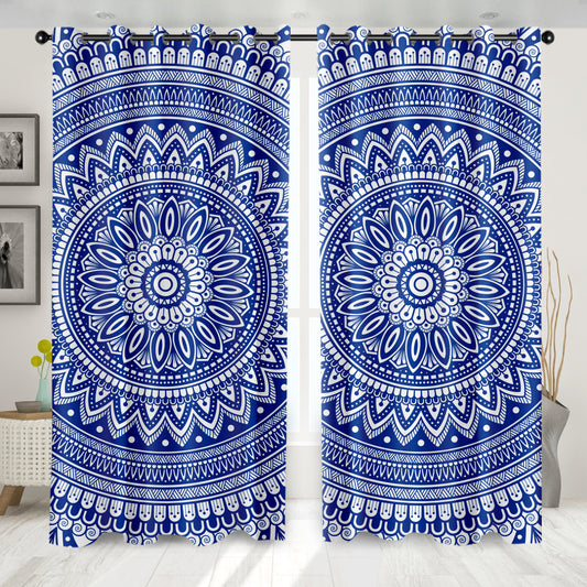 3D bohemian drapes blue mandala