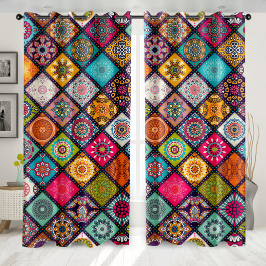 3D Bohemian Blackout Curtains for Living Room