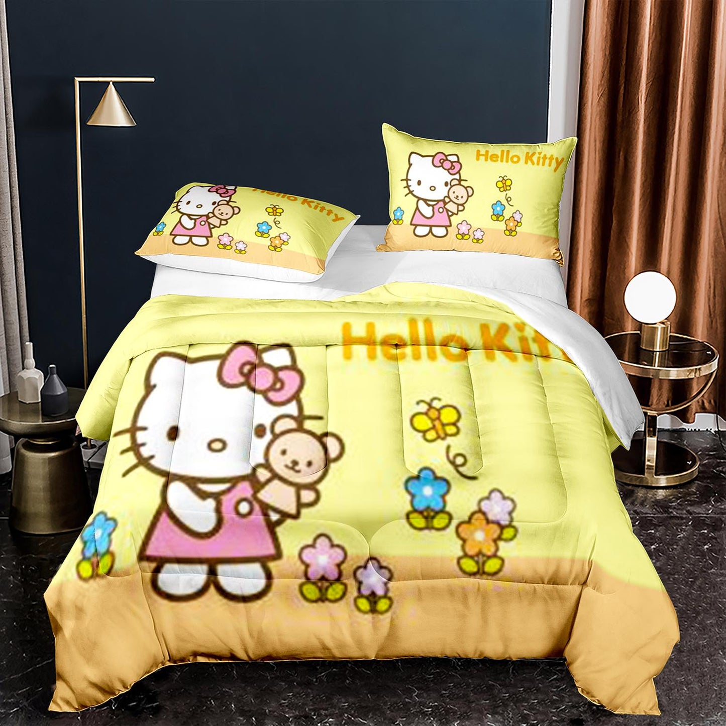 Cute hello kitty comforter and bedsheet for kids