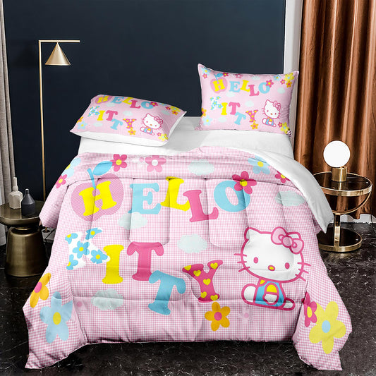 Pink hello kitty 3D comforter set for kids