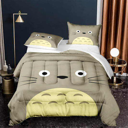 Totoro Face 4-teiliges Bettdeckenset für Kinder 