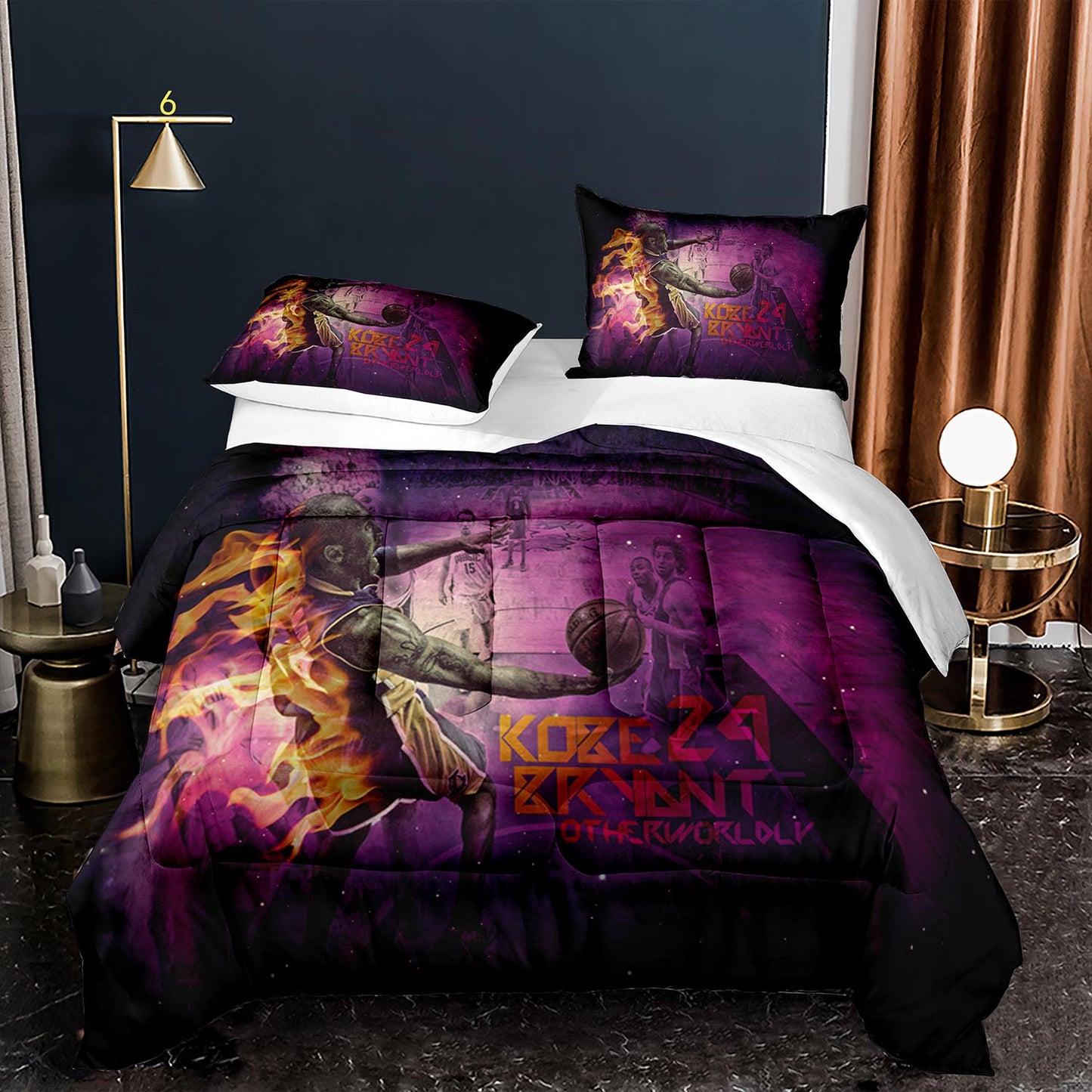 Kobe 24 Bryant Basket Ball Comforter And Bed Sheet Set