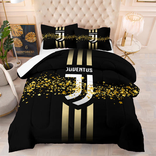 Juventus 3-teiliges Bettdecken- und Bettdecken-Set Golden 