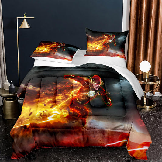 DC The Flash Running Comforter And Bed Sheet Set