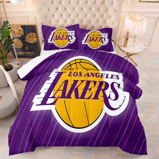 NBA Los Angeles Lakers stripes comforter set