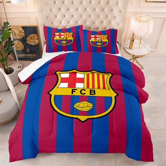 FC Barcelona Comforter Set Queen 4-teiliges Bettwäsche-Set 
