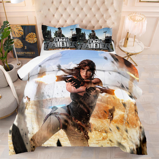 Tomb Raider Lara shooting Comforter Set