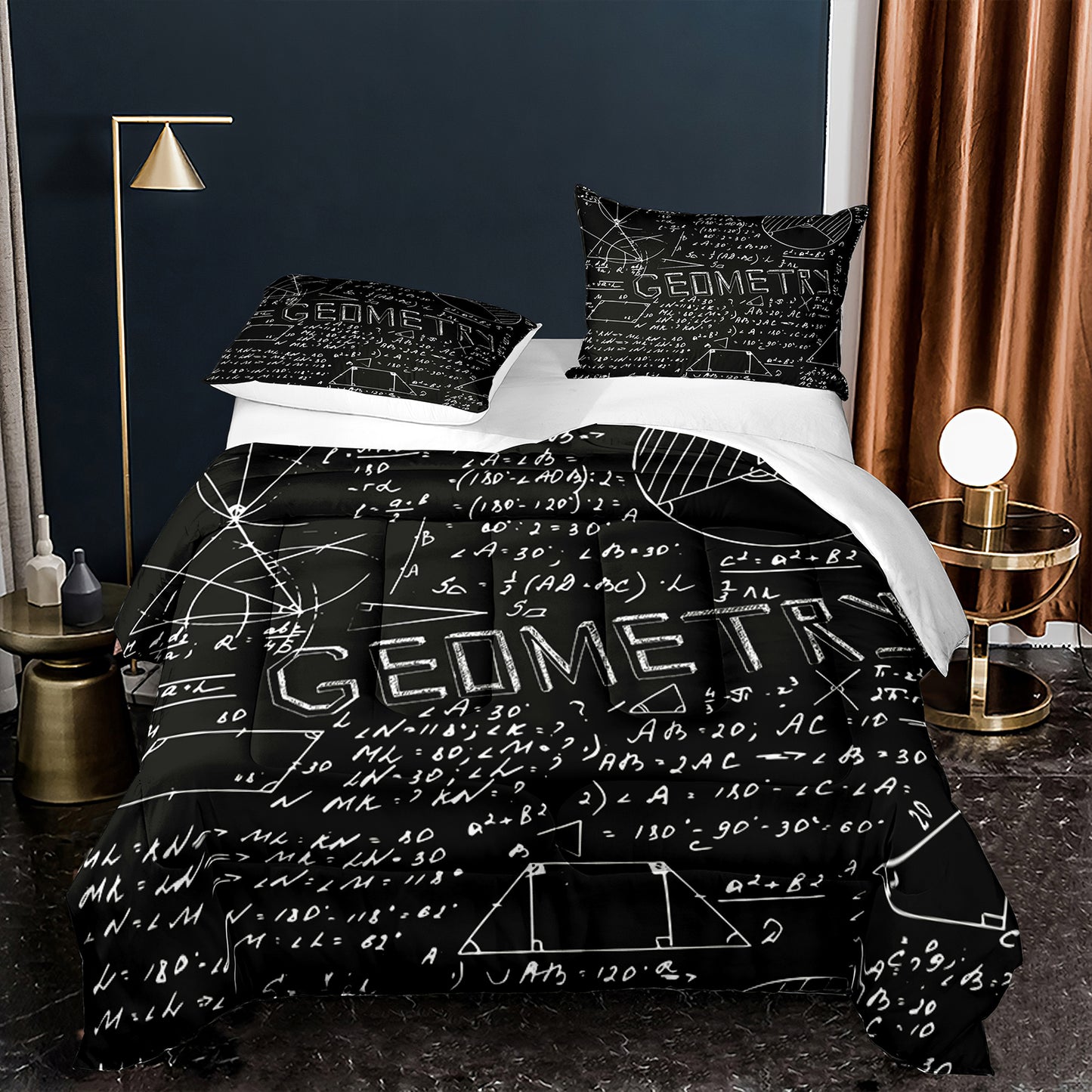 Geometry Formula Comforter Set Black