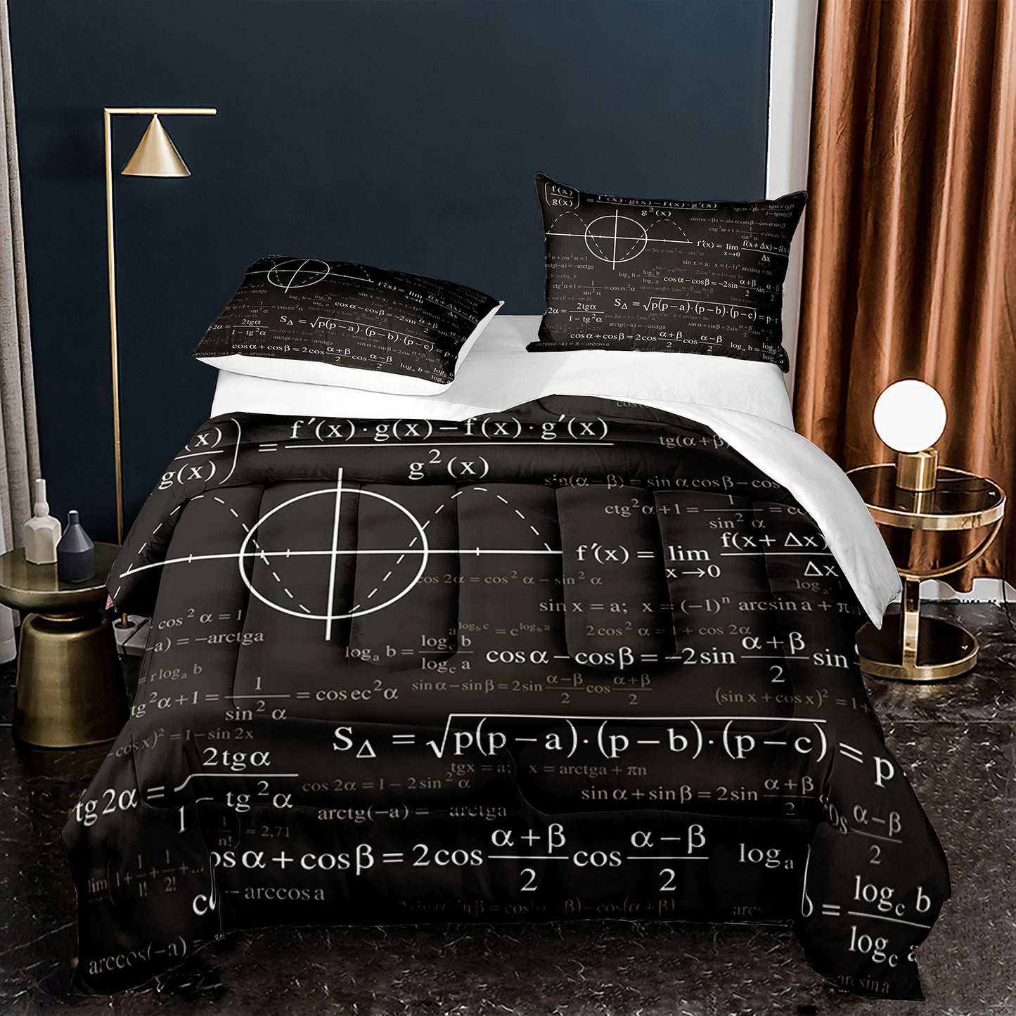 Mathematical Formula Comforter Set BLACK