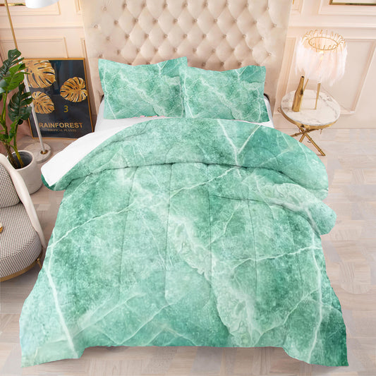 3D green marble stripes comforter set