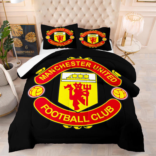 Manchester United Comforter Set Mikrofaser-Bettwäsche-Set schwarz 
