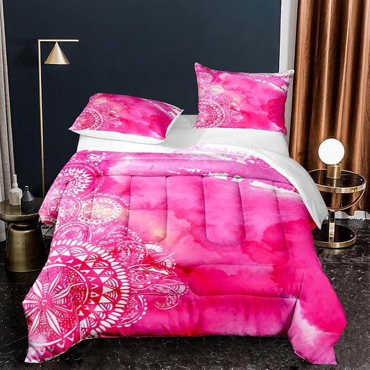 Bohemian Style 3pcs Duvet And Comforter Set Rose