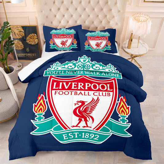 Liverpool Comforter And Bedsheet Set Blue Background