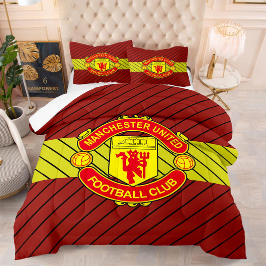 Manchester United Comforter Set Retro Background