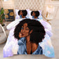 3D Bettdecke und Bettlaken-Set stilvolles schwarzes Mädchen 