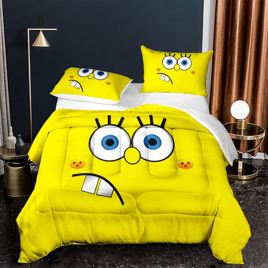 3D bedding set with quilt SpongeBob SquarePants face