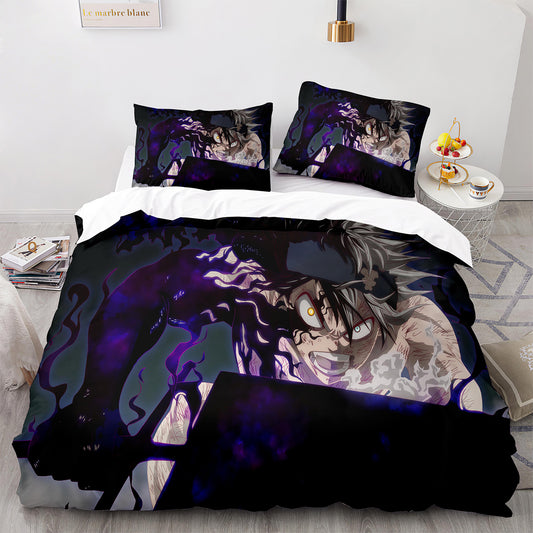 Black Clover Twin Size 4 pcs Comforter And Bedsheet Set