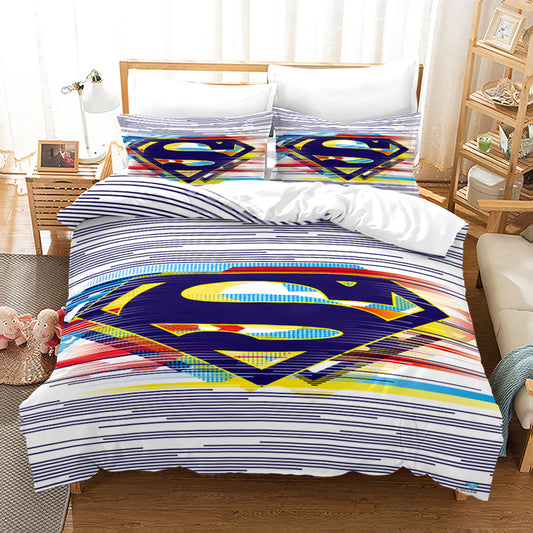 3D Superman comforter set stripes
