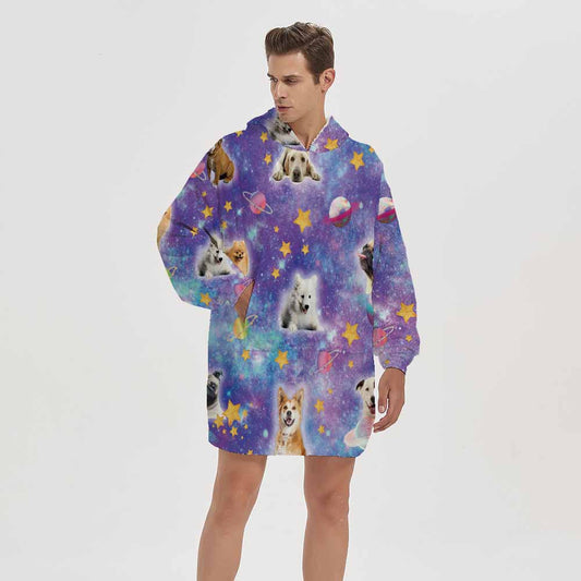 3d homewear with dog printing blanket hoodie