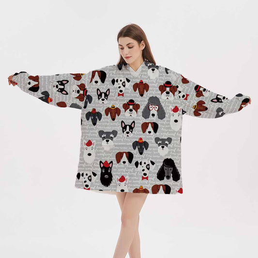 3d homewear lovely dogs blanket hoodie for women