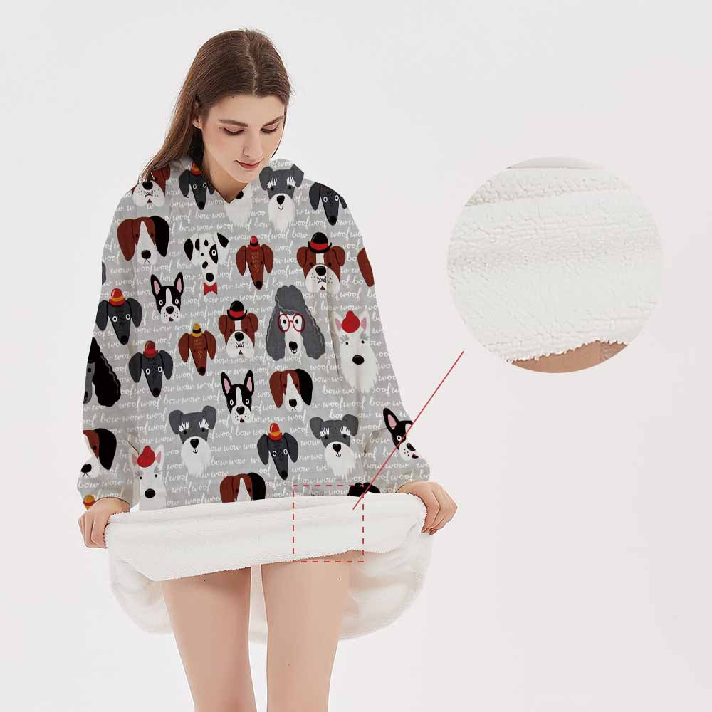 3d homewear lovely dogs blanket hoodie for women