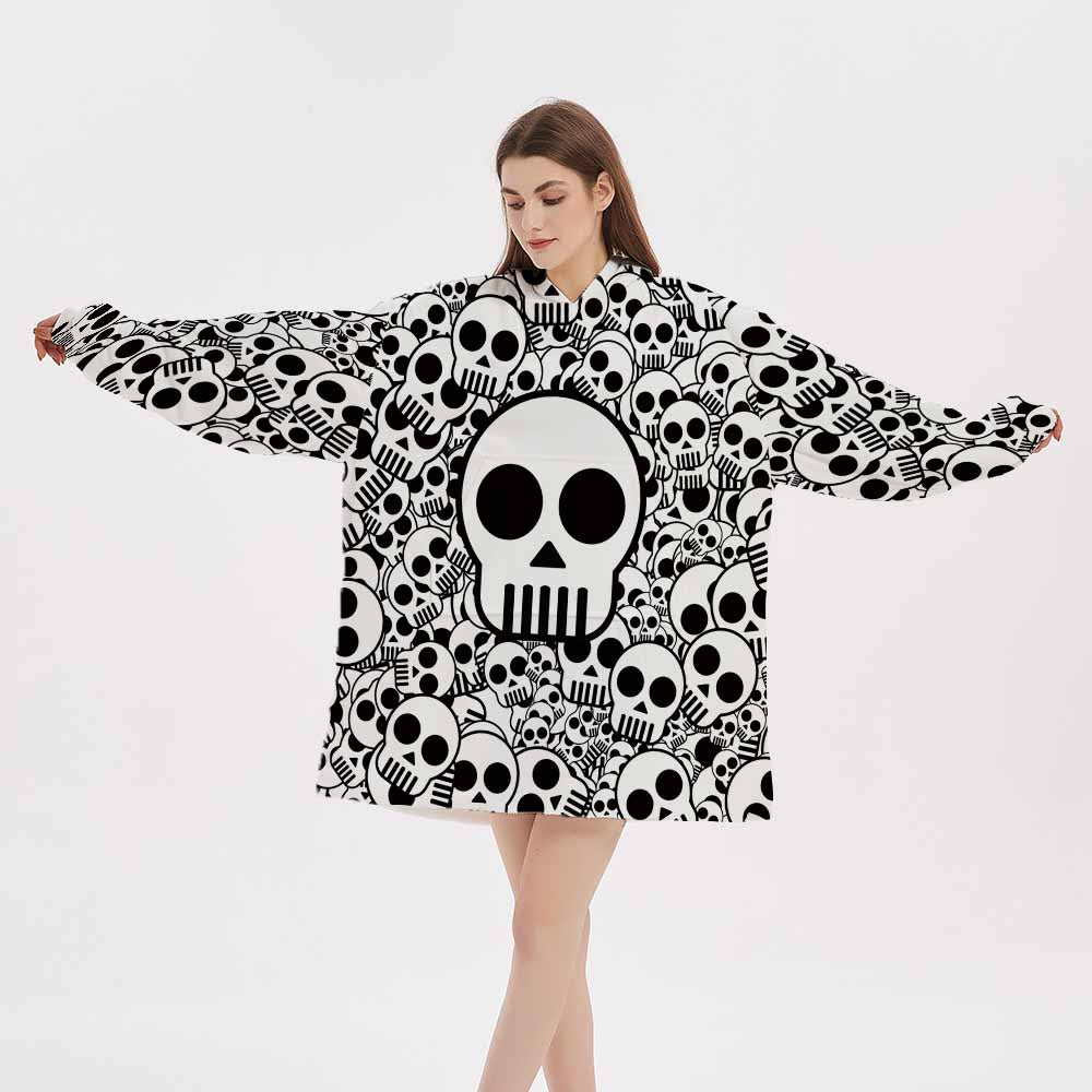 3d cute skull winter homewear blanket hoodie
