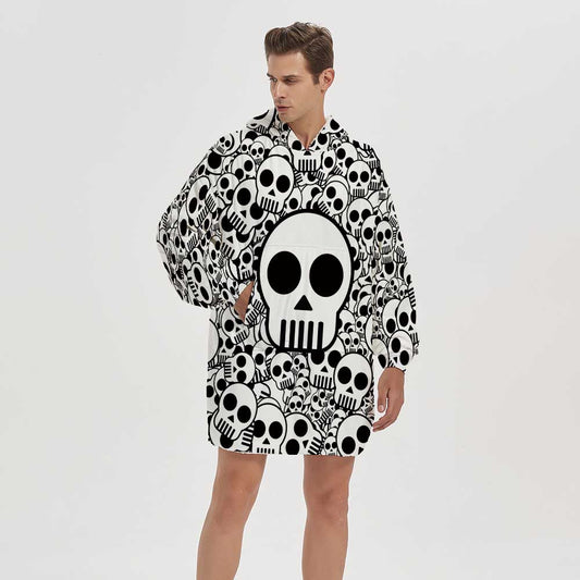 3d cute skull winter homewear blanket hoodie