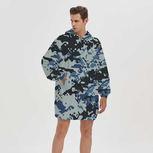 3d blue camouflage homewear blanket hoodie