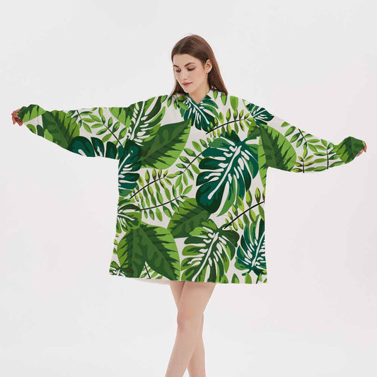 3d tropical plants homewear blanket hoodie homewear for women