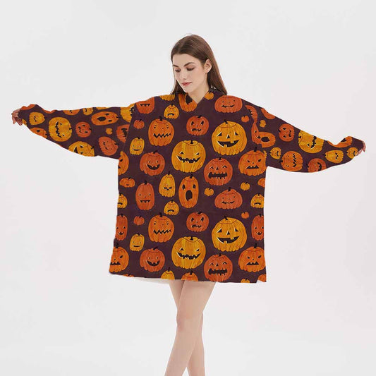 3d halloween pumpkin head winter homewear blanket hoodie