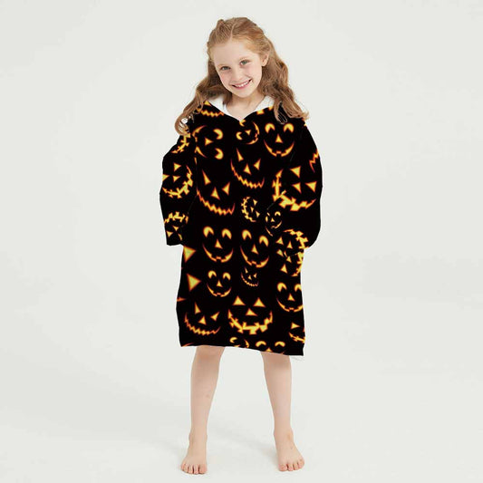 3d winter homewear halloween wry face printing blanket hoodie for kids