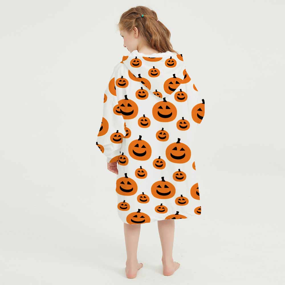 3d smile pumpkin head winter homewear blanket hoodie for children