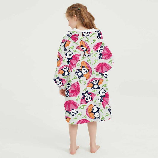 3d smile panda winter homewear blanket hoodie for children